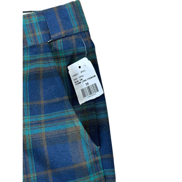 NEW Barabas Plaid Pants Navy Blue Lime Green Men's Sz 36x30 Slim Fit Trouser NWT - Picture 3 of 8